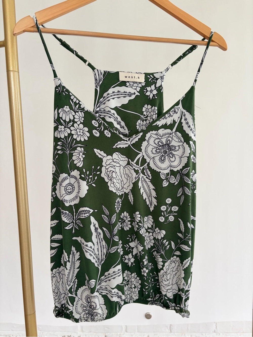 West K Green Floral Spaghetti-Strap Tank